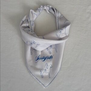 Santa Anita Race Track White and Blue Scarf with Horse and Jockey Print number 7